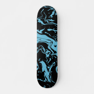 Blaue und schwarze Wirbel abstrakte Fluidmalerei Skateboard