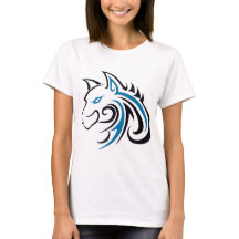 Blaue und schwarze Wolf-Kopf-Kontur