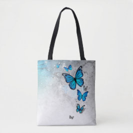 Blaue und Silberfarben-Schmetterlinge Tasche