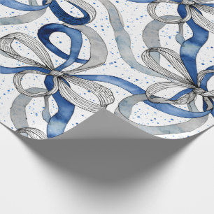 Blaue und silberne abstrakte Bänder Geschenkpapier
