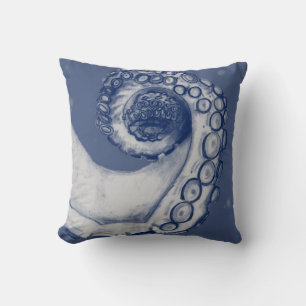 Blaue und silberne autische Kraken Tentacle Pillow Kissen