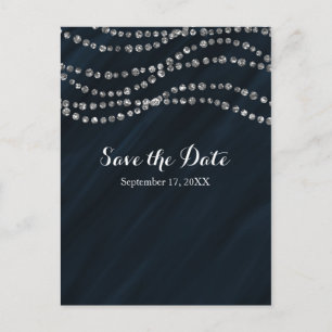 Blaue und silberne falsche Diamant-Bling-Save-The- Ankündigungspostkarte