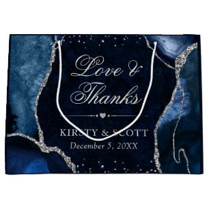 Blaue und silberne Glitter-Achat-Hochzeit Große Geschenktüte