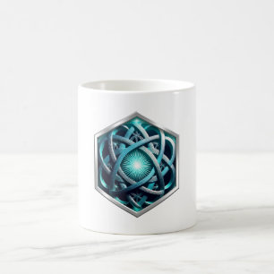 Blaue und silberne keltische Knoten mit Sonnenstra Kaffeetasse