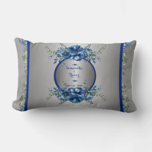 Blaue und silberne Petal Symphony Lendenkissen