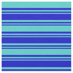 Blaue und türkisfarbene Linien/Streifen-Muster Stoff