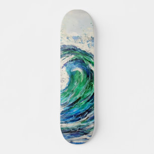 Blaue und türkisfarbene Ozeanwelle Skateboard