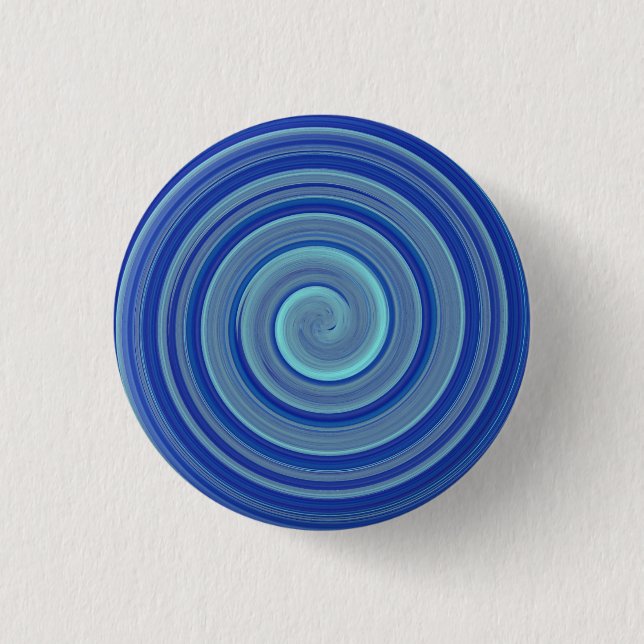 Blaue und türkisfarbene Spirale Button (Vorderseite)