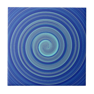 Blaue und türkisfarbene Spirale Fliese