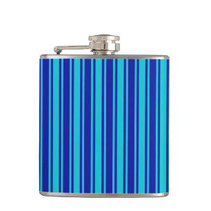 Blaue und türkisfarbene Streifen Flachmann