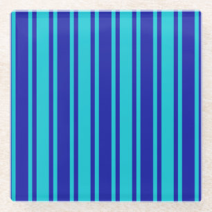 Blaue und türkisfarbene Streifen Glasuntersetzer