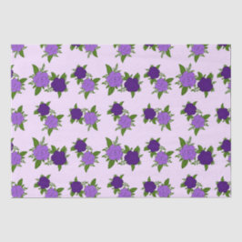 Blaue und violette Blumen mit violettem Muster Seidenpapier