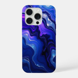 Blaue und violette flüssige Abstraktion iPhone 15 Pro Hülle