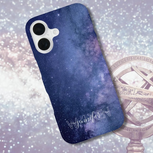 Blaue und violette Galaxie iPhone 16 Hülle (Customizable iPhone Case for Stargazers and Hobby Astronomers)