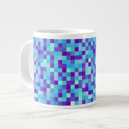 Blaue und violette Pixel-Muster-Tasse Jumbo-Tasse