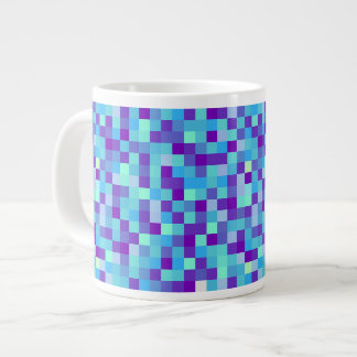 Blaue und violette Pixel-Muster-Tasse Jumbo-Tasse