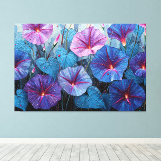 Blaue und violette Trichterwinden-Malerei Abstract Leinwanddruck