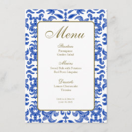 Blaue und weiße Amalfi-Küche Menükarte