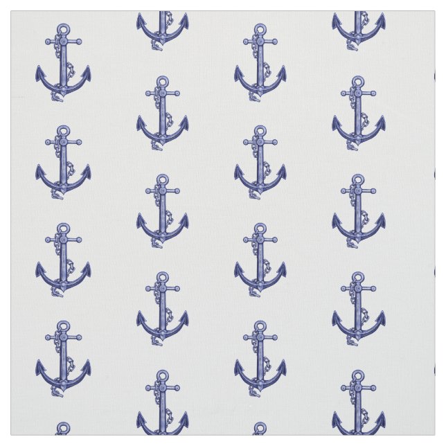 Blaue und weiße Anker Stoff (Muster)