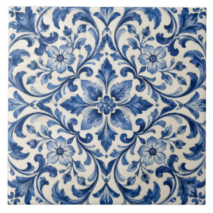 Blaue und weiße Azulejo-Keramikfliese Fliese
