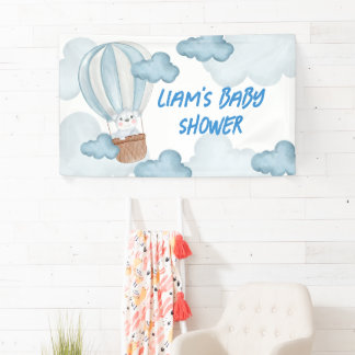 Blaue und weiße Baby-Party-Banner mit Tieren, edit Banner