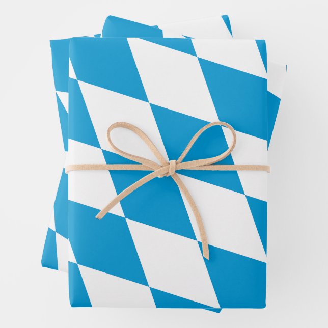 Blaue und weiße Bayern Diamantflagge Geschenkpapier Set (Beispiel)