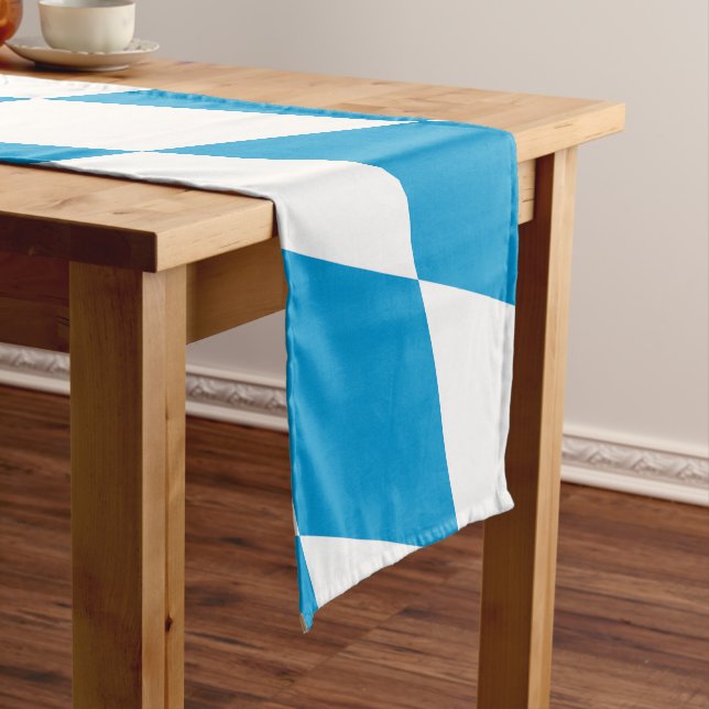 Blaue und weiße Bayern Diamantflagge Kurzer Tischläufer (Beispiel)
