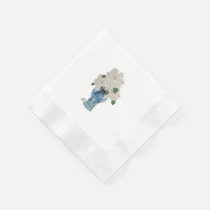 Blaue und weiße bemalte Ingwer-Vase Serviette