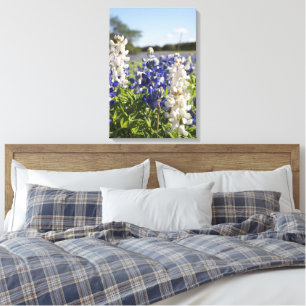 Blaue und weiße Bluebonnets Leinwand-Wandkunst Leinwanddruck