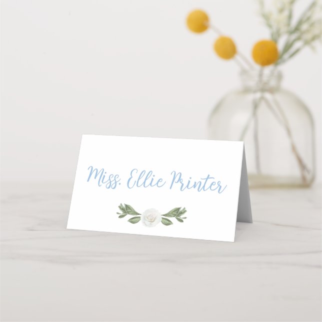 Blaue und weiße Blume Chinoiserie Platzkarte (Vorderseite)