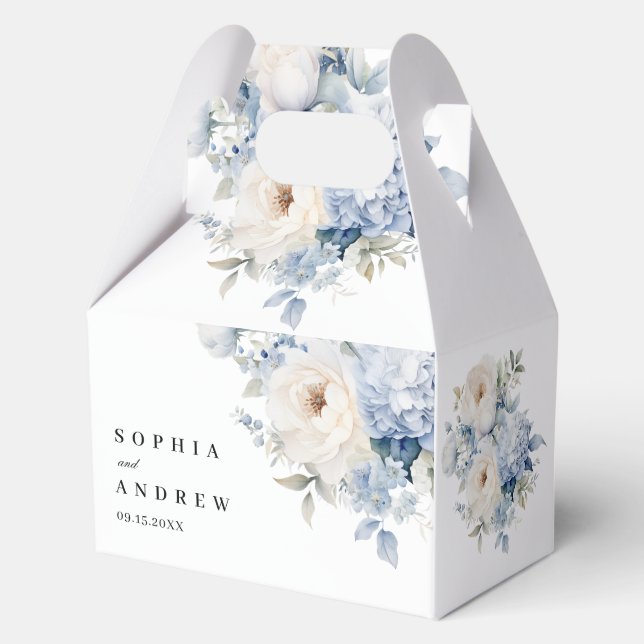 Blaue und weiße Blume Hochzeit Geschenkschachtel (Vorderseite)