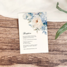 Blaue und weiße Blume Hochzeitsempfang Begleitkarte