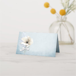 Blaue und weiße Blume Hochzeitsfalte Platzkarte