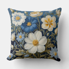 Blaue und weiße Blume Kissen