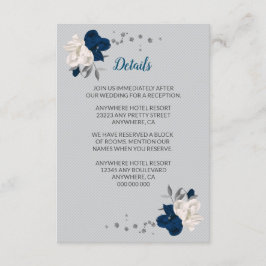 Blaue und weiße Blume, silberne Blätter Begleitkarte