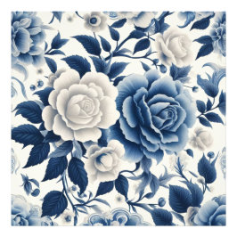 Blaue und weiße Blumen Fotodruck