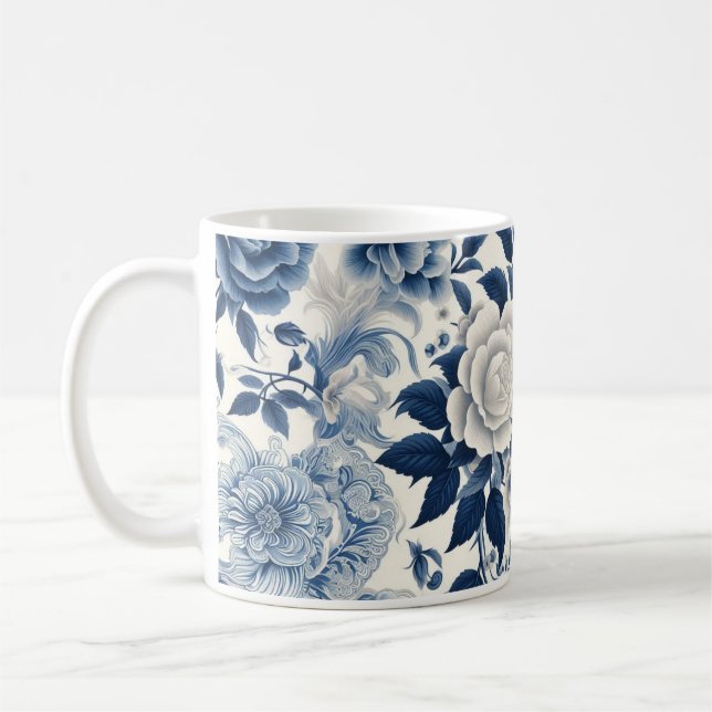 Blaue und weiße Blumen Kaffeetasse (Links)