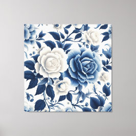 Blaue und weiße Blumen Leinwanddruck