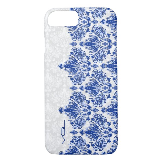 Blaue und weiße Blumenfässer Case-Mate iPhone Hülle (Rückseite)