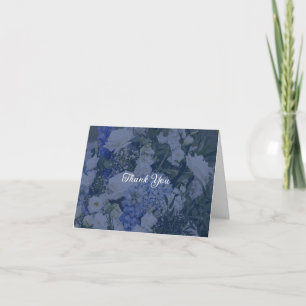 Blaue und weiße Blumenhochzeits-Dankeskarten Dankeskarte