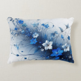 Blaue und weiße Blütenpflanze Dekokissen