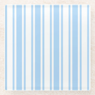 Blaue und weiße Bonbonstreifen Glasuntersetzer