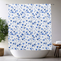 Blaue und weiße botanische Kunst mit Wildblumen