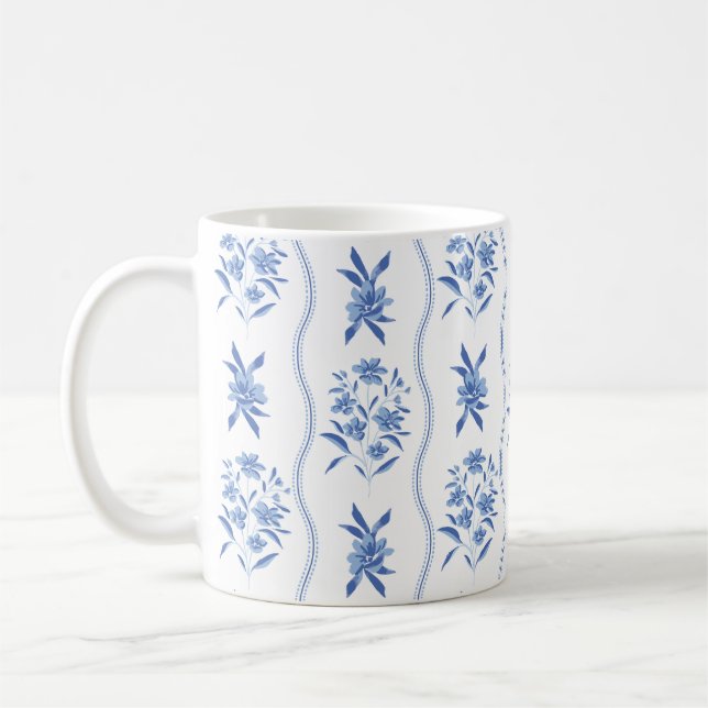 Blaue und Weiße Botanische Tasse (Links)