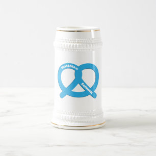 Blaue und weiße Bretzel Funny Brezel Oktoberfest Bierglas