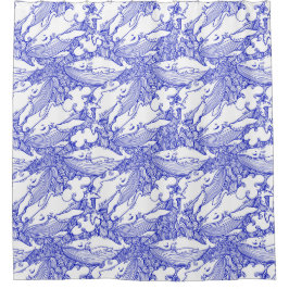 Blaue und weiße Buckelwale Duschvorhang