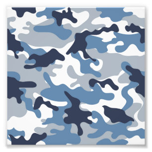 Blaue und weiße Camouflage Fotodruck