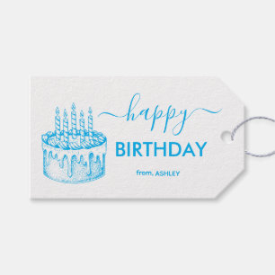Blaue und Weiße Casual Script Type Alles Gute zum Geschenkanhänger