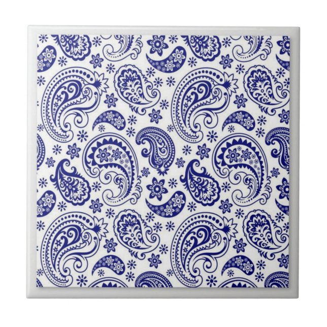 Blaue und weiße China mit Paisleys Designs Fliese (Vorderseite)