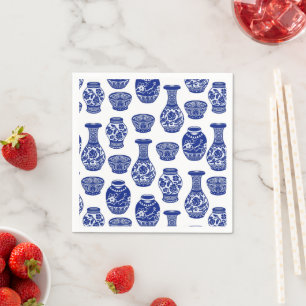 Blaue und weiße chinesische Porzellan-Vasen Serviette